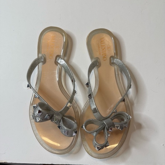 Valentino Silver Strappy Sandals - Picture 1 of 8